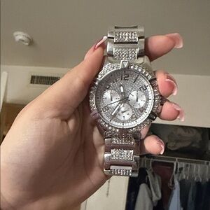 Silver Crystal-Embellished Watch